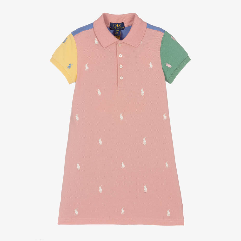 Polo Ralph Lauren Girls Pink Cotton Polo Dress Childrensalon