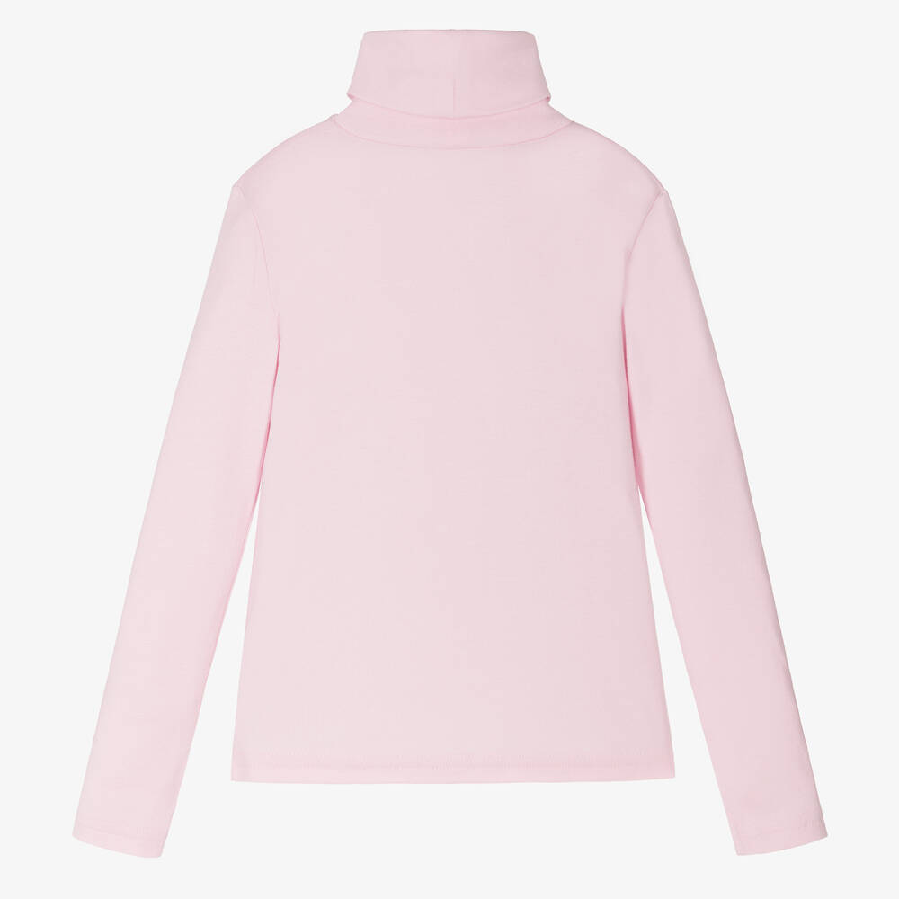 Ralph Lauren-Girls Pink Cotton Roll Neck Sweater | Childrensalon Outlet