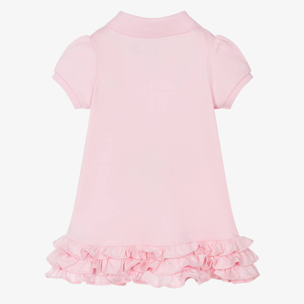 Ralph Lauren-Girls Pink Cotton Ruffle Polo Dress | Childrensalon Outlet