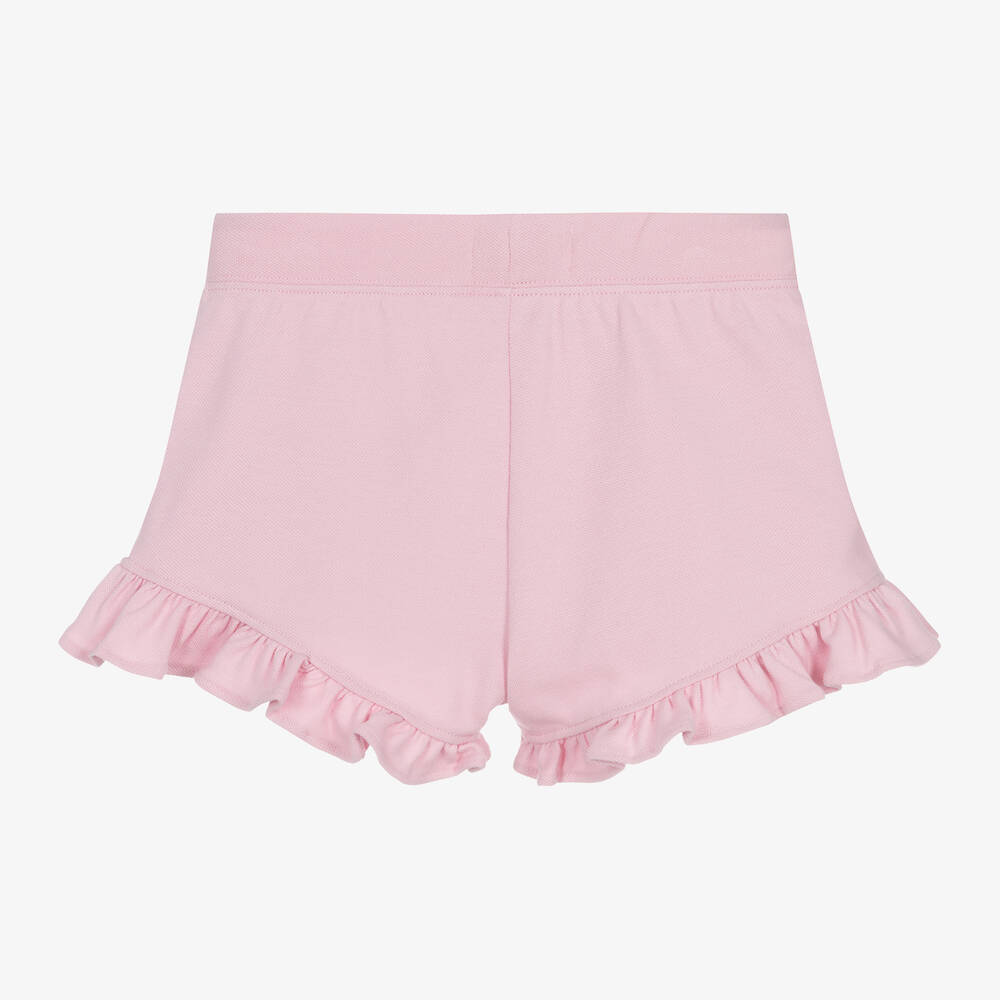 Ralph Lauren-Girls Pink Cotton Ruffle Shorts | Childrensalon Outlet