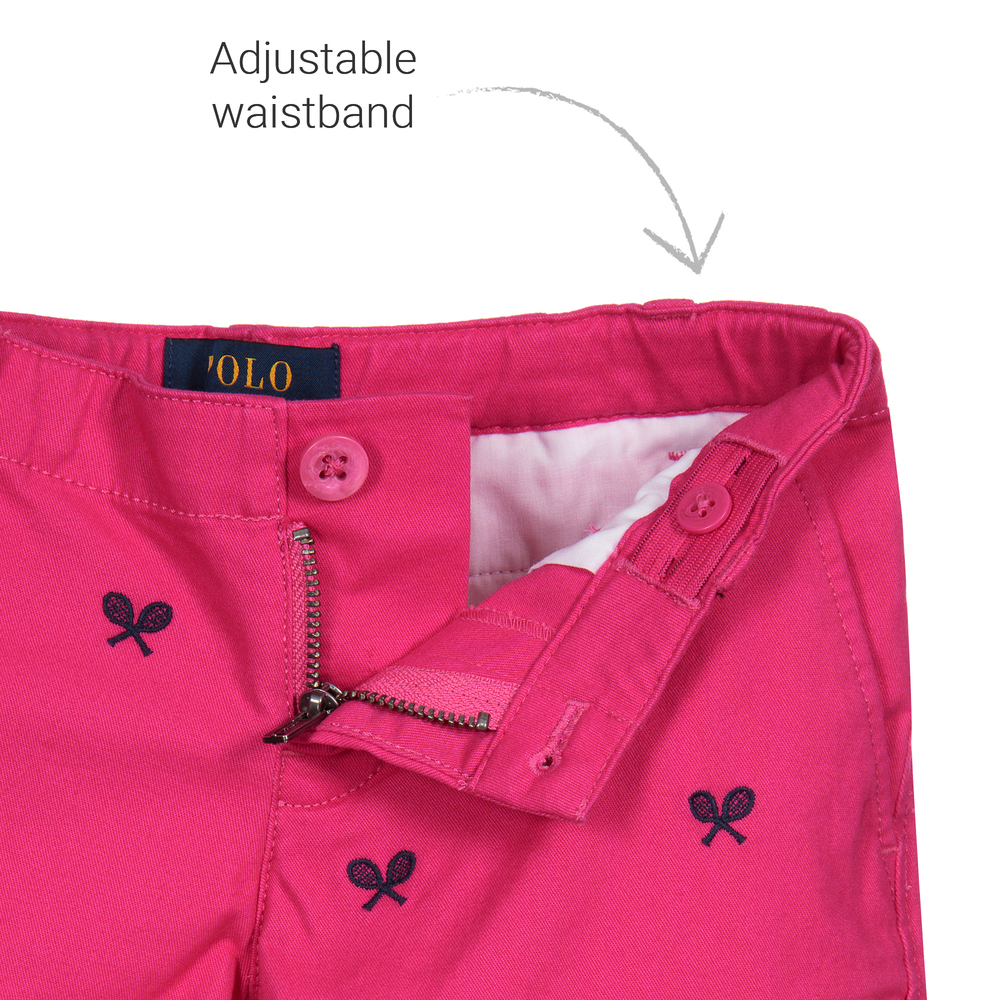 Polo Ralph Lauren - Girls Pink Cotton Shorts | Childrensalon