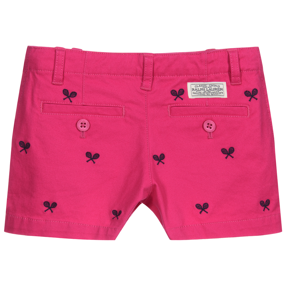 Polo Ralph Lauren - Girls Pink Cotton Shorts | Childrensalon Outlet