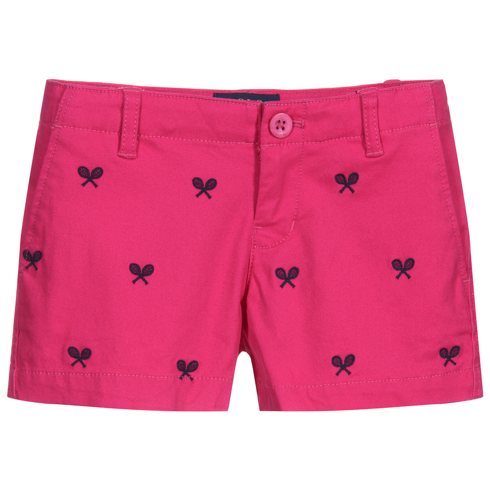 Polo Ralph Lauren - Girls Pink Cotton Shorts | Childrensalon
