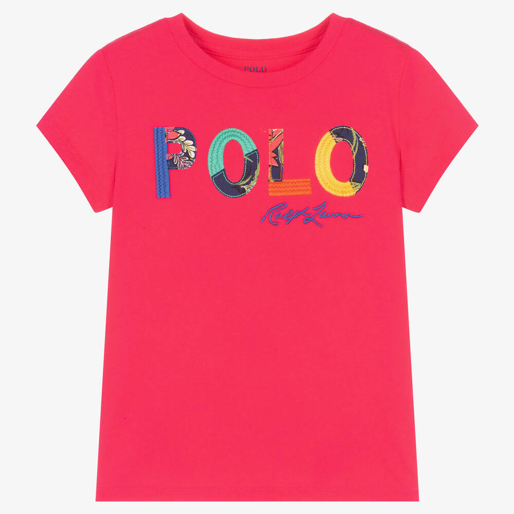 Ralph Lauren-تيشيرت قطن لون زهري للبنات | Childrensalon Outlet