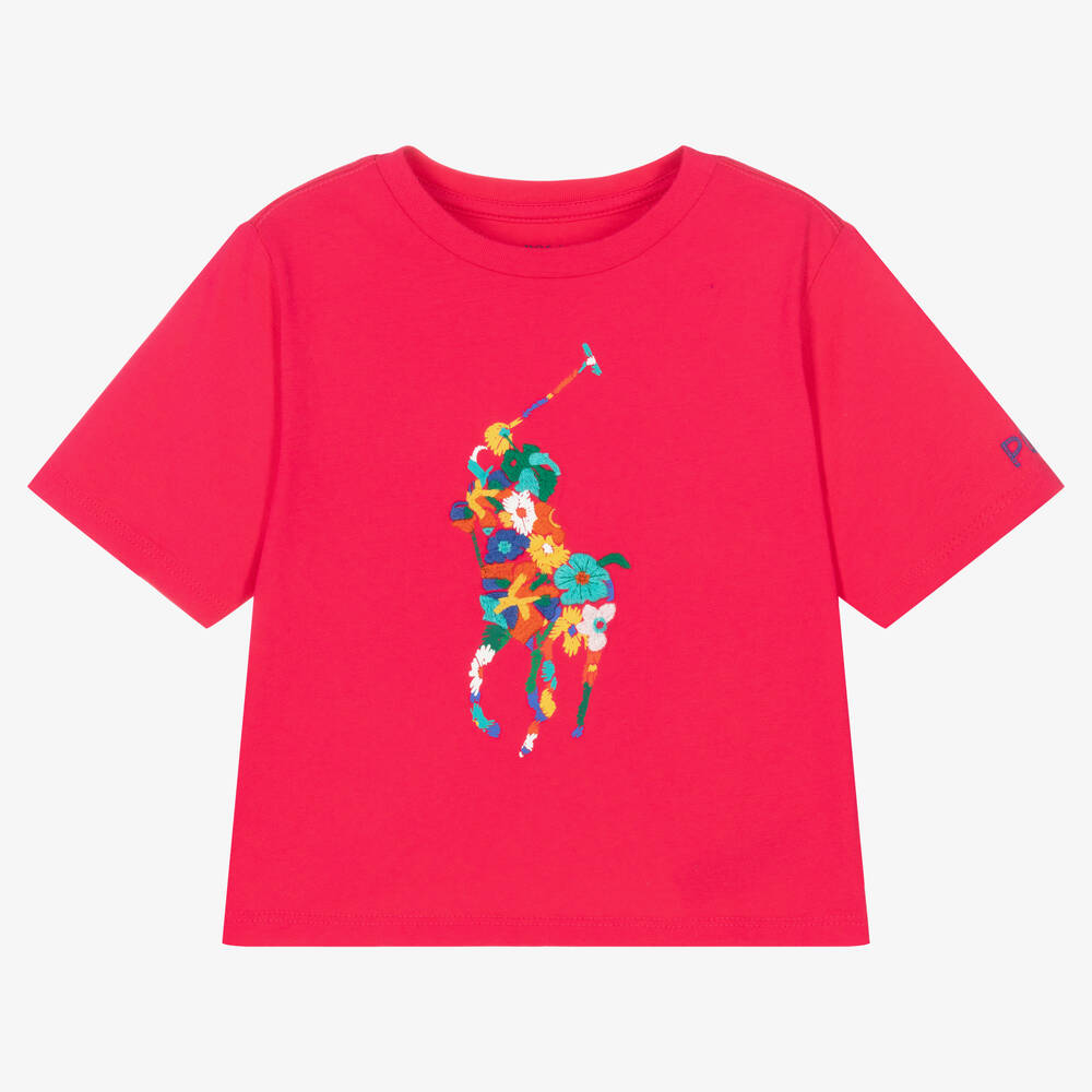 Ralph Lauren - Розовая хлопковая футболка для девочек | Childrensalon