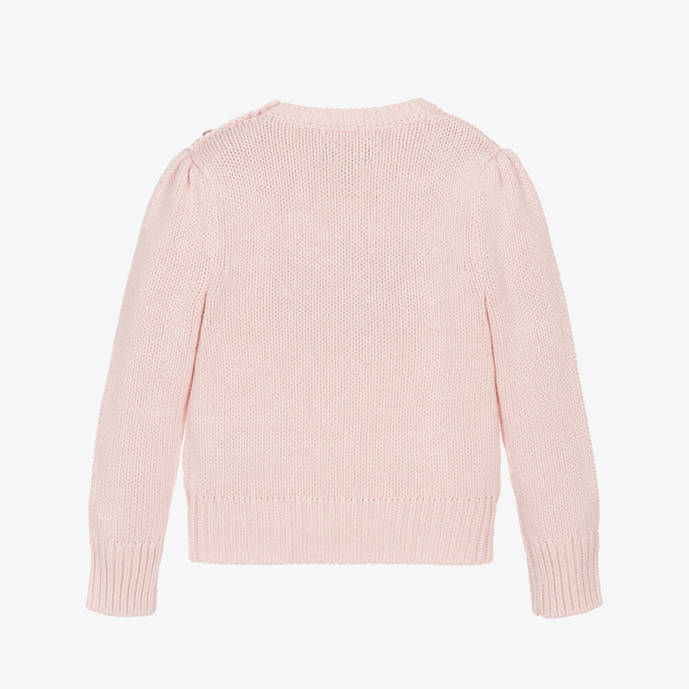 Ralph Lauren-Girls Pink Cotton USA Flag Sweater | Childrensalon Outlet
