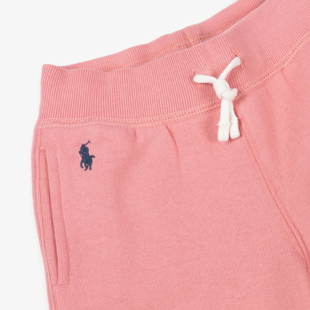 Ralph Lauren-Girls Pink Cotton Wide-Leg Joggers | Childrensalon Outlet