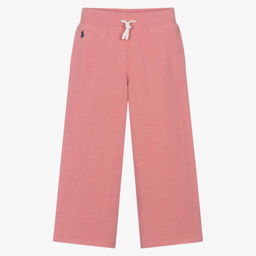 Ralph Lauren-Girls Pink Cotton Wide-Leg Joggers | Childrensalon Outlet