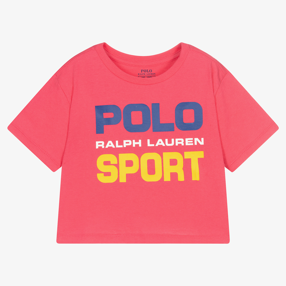Polo Ralph Lauren - Girls Pink Cropped T-Shirt | Childrensalon