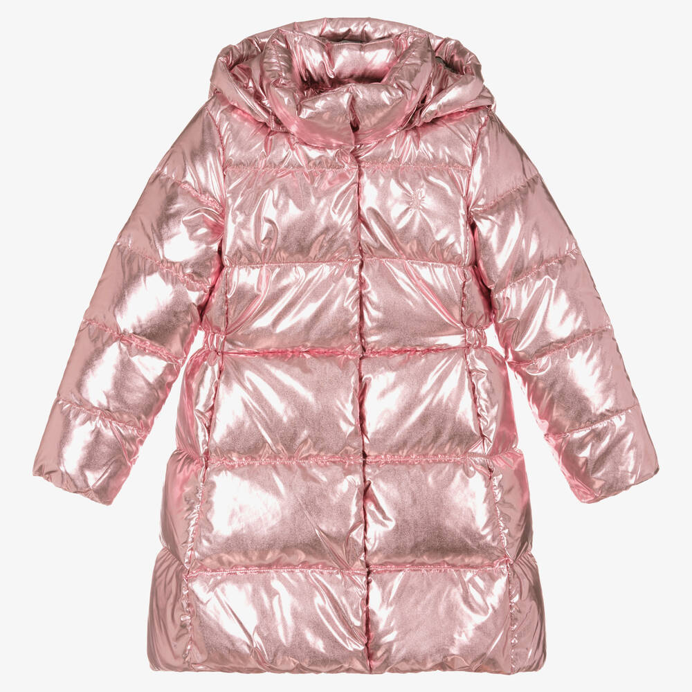 Ralph Lauren - Girls Pink Down-Filled Puffer Coat | Childrensalon