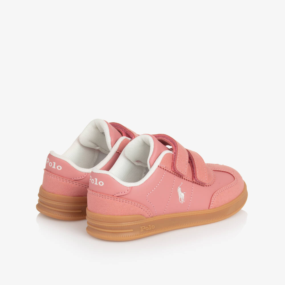 Ralph Lauren-Girls Pink Faux Leather Velcro Trainers | Childrensalon Outlet