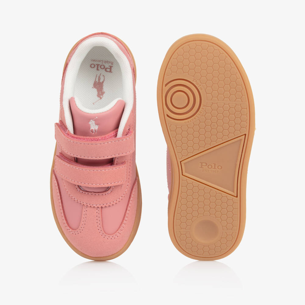 Ralph Lauren-Girls Pink Faux Leather Velcro Trainers | Childrensalon Outlet