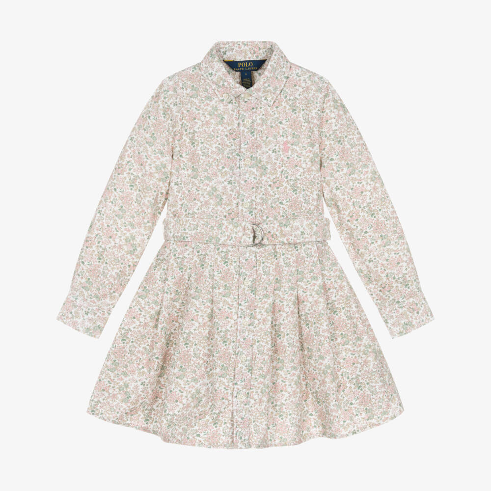 Ralph Lauren-فستان قطني وردي مزهر للبنات | Childrensalon Outlet