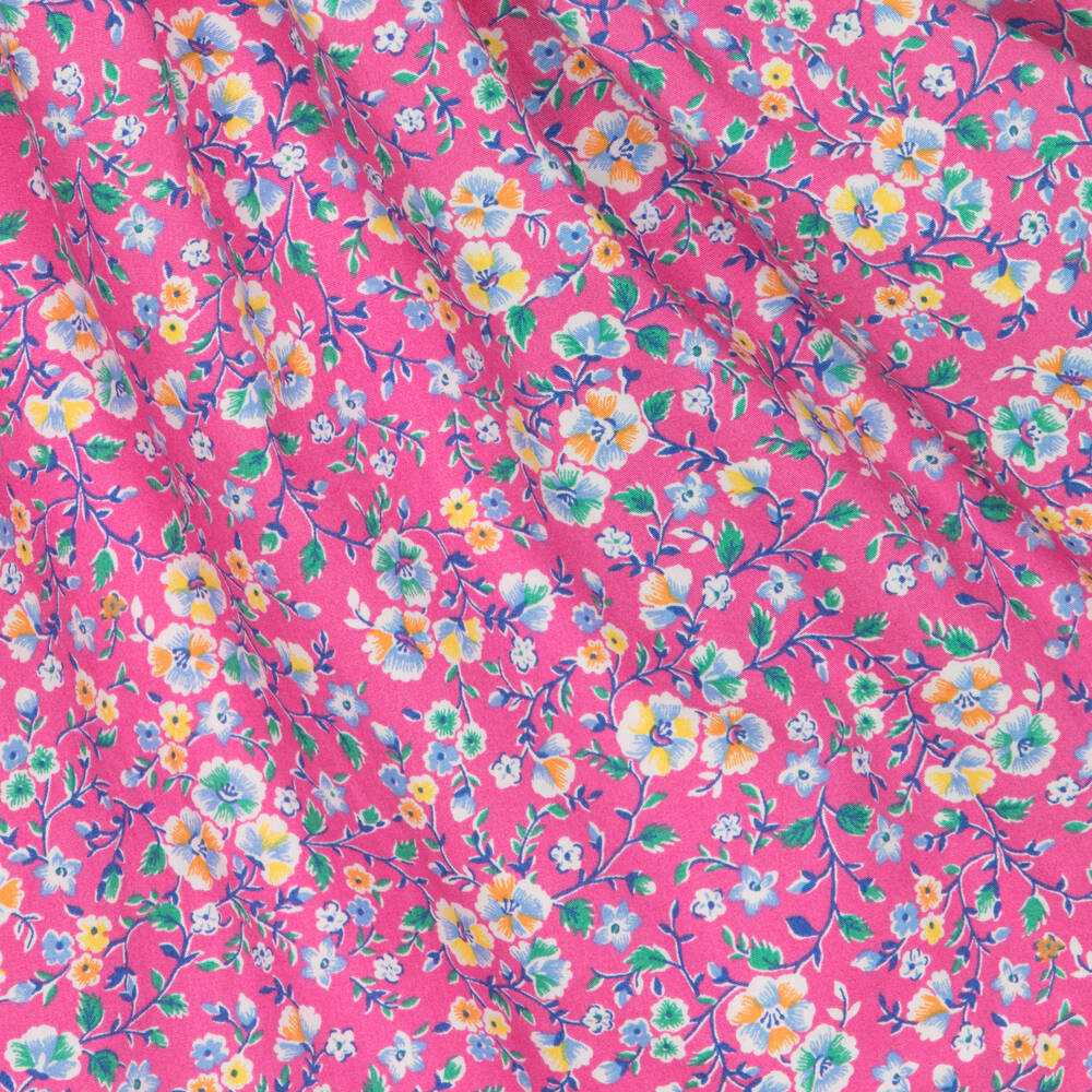 Ralph Lauren-فستان قطن بوبلين لون زهري بطبعة ورود | Childrensalon Outlet