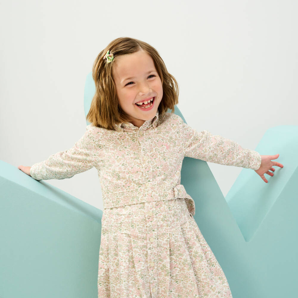 Ralph Lauren-فستان قطني وردي مزهر للبنات | Childrensalon Outlet