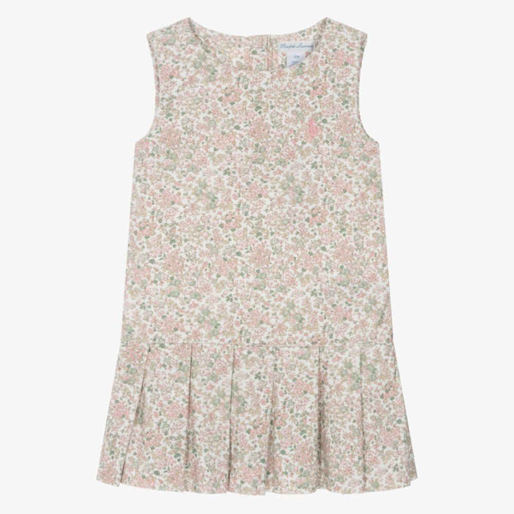 Ralph Lauren-Комплект из розового хлопкового платья с цветочным узором для девочек | Childrensalon Outlet