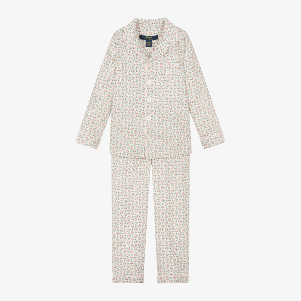 Ralph Lauren-Girls Pink Floral Cotton Nightwear | Childrensalon Outlet