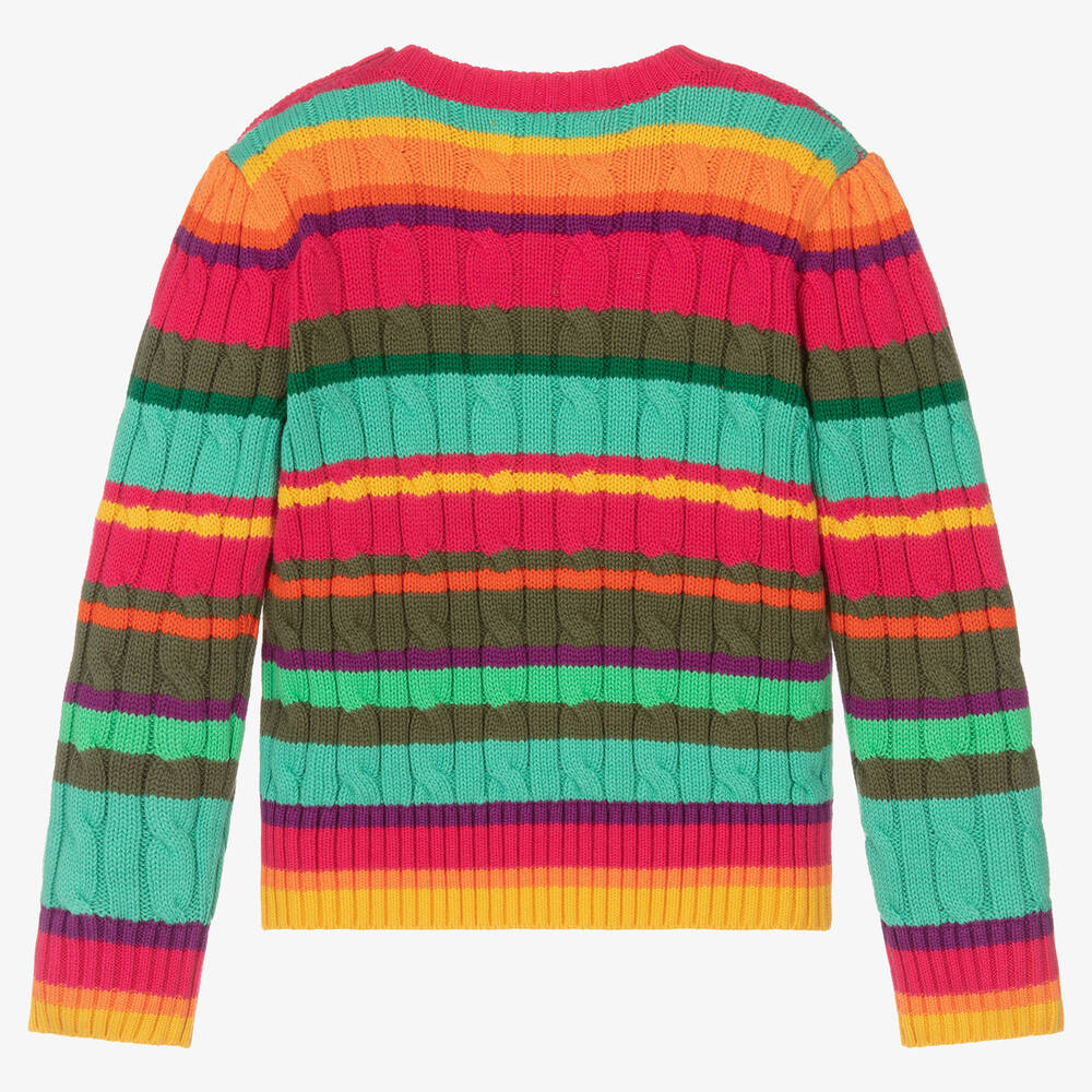 Ralph Lauren-Розово-зеленый свитер крупной вязки | Childrensalon Outlet