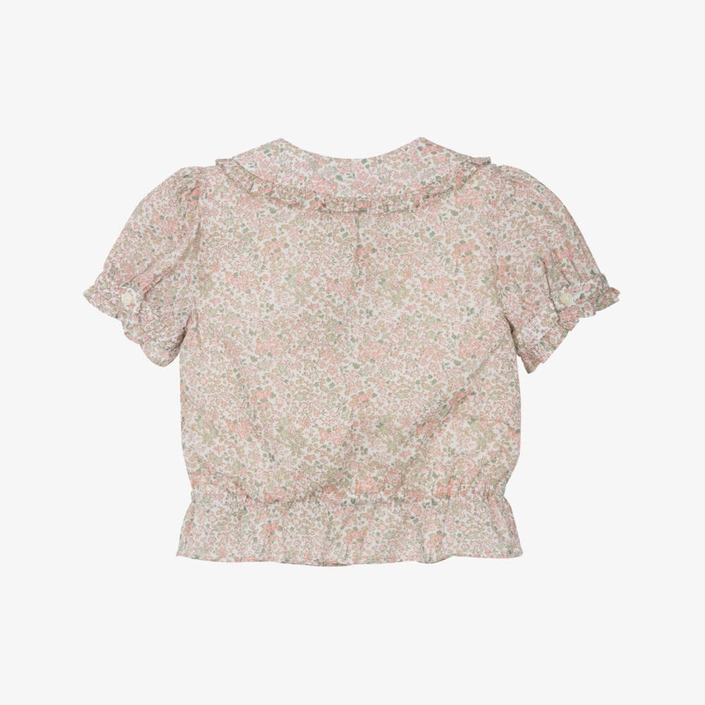 Ralph Lauren-Girls Pink & Green Floral Cotton Blouse | Childrensalon Outlet