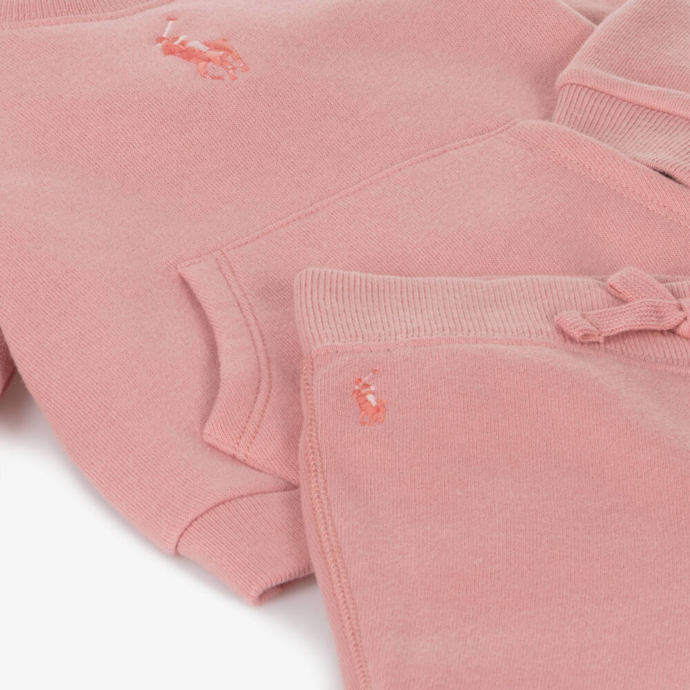 Ralph Lauren-Girls Pink Jersey Tracksuit | Childrensalon Outlet