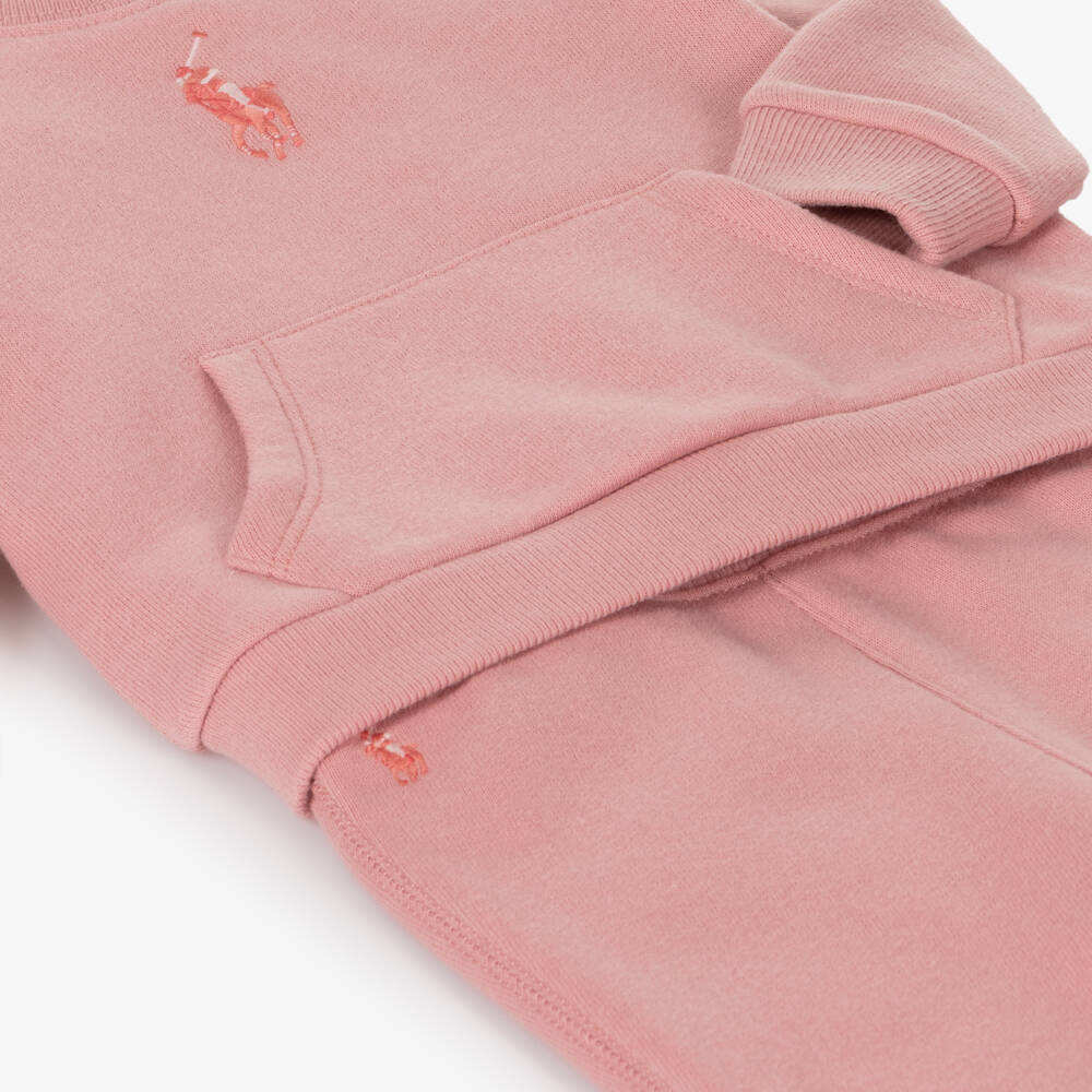 Ralph Lauren-Girls Pink Jersey Tracksuit | Childrensalon Outlet