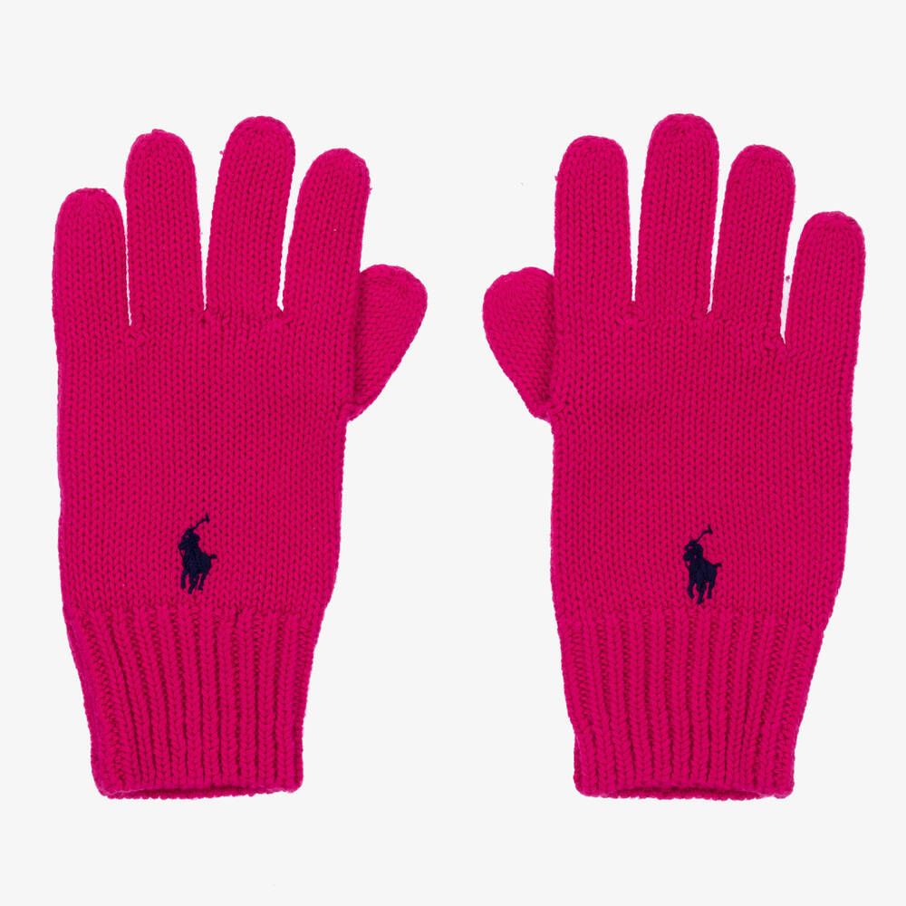 Polo Ralph Lauren - Rosa Strickhandschuhe (M) | Childrensalon