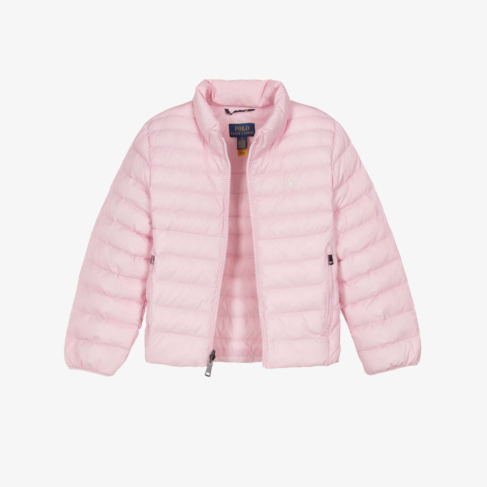 Ralph Lauren-Girls Pink Lightweight Puffer Jacket | Childrensalon Outlet