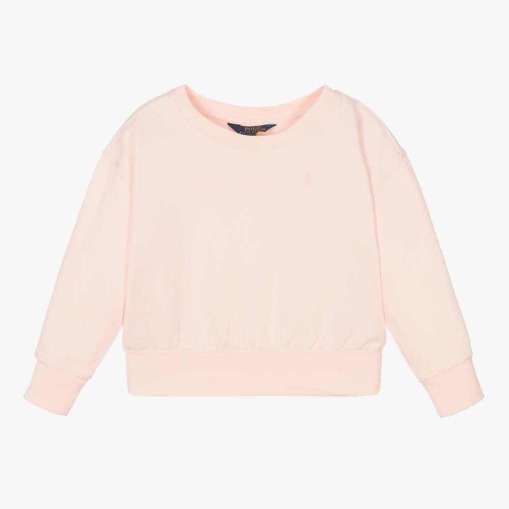 Polo Ralph Lauren - Girls Pink Logo Boxy Sweatshirt | Childrensalon
