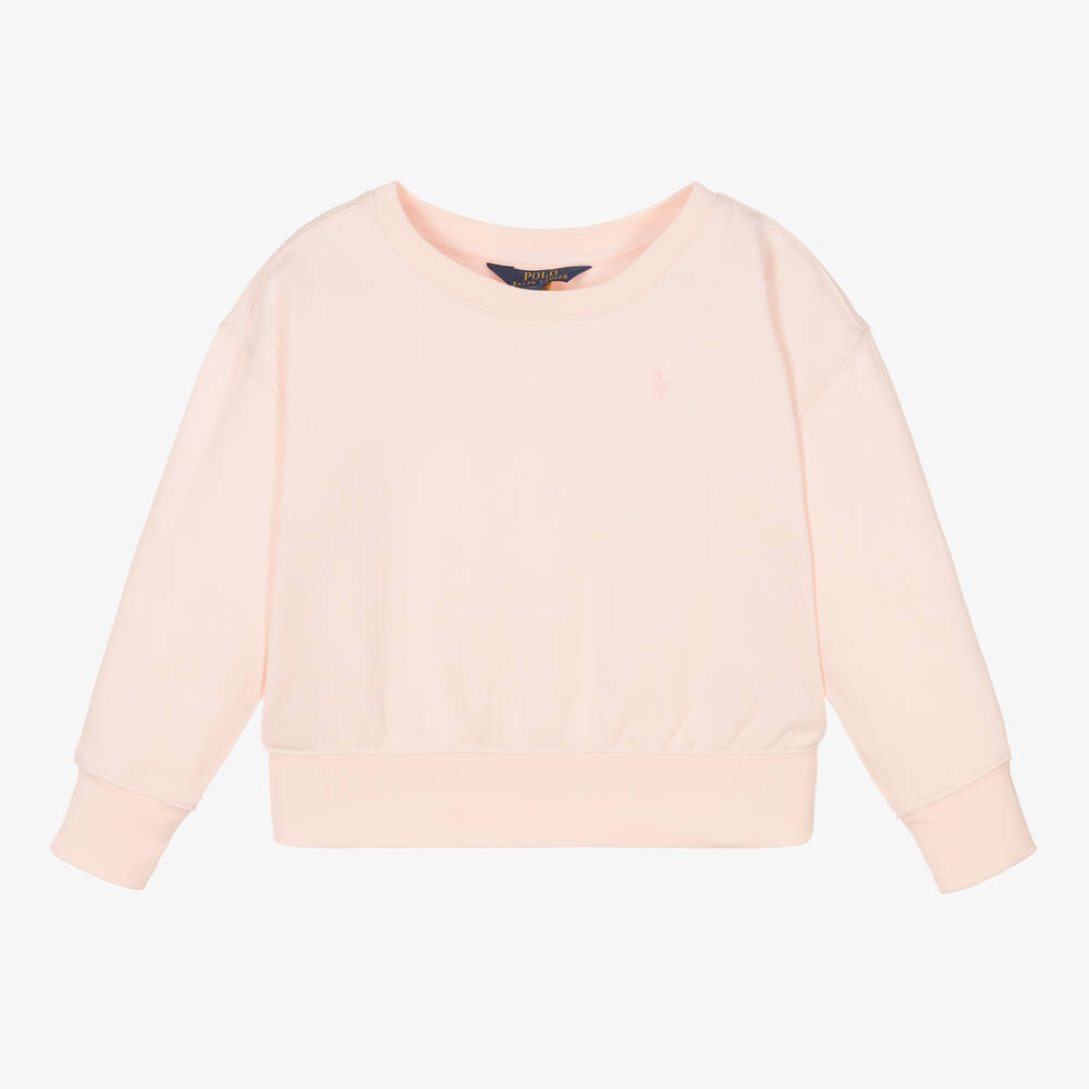 Polo Ralph Lauren - Sweat droit rose fille | Childrensalon