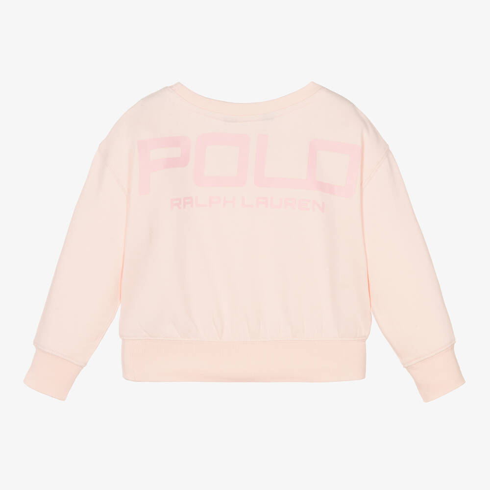 Polo Ralph Lauren Girls Pink Logo Boxy Sweatshirt Childrensalon Outlet