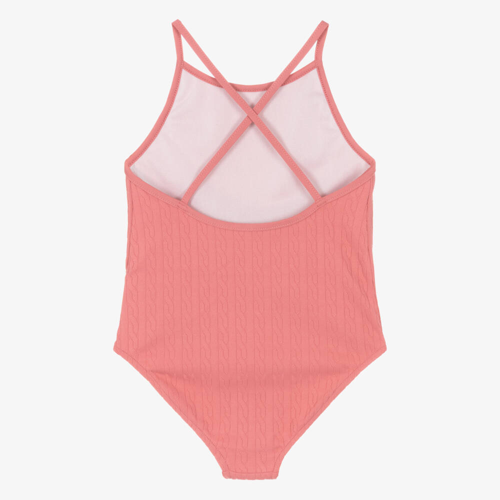 Ralph Lauren-Girls Pink Mini-Cable Swimsuit | Childrensalon Outlet