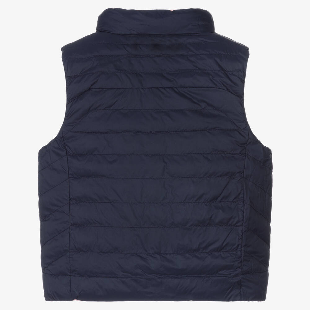 Ralph Lauren-Girls Pink & Navy Blue Reversible Gilet | Childrensalon Outlet