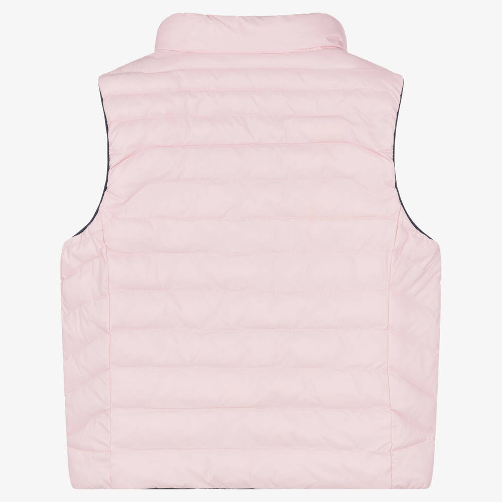 Ralph Lauren-Girls Pink & Navy Blue Reversible Gilet | Childrensalon Outlet