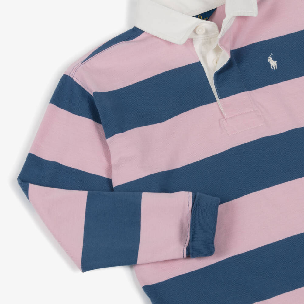 Ralph Lauren-فستان رجبي وردي وأزرق للبنات | Childrensalon Outlet