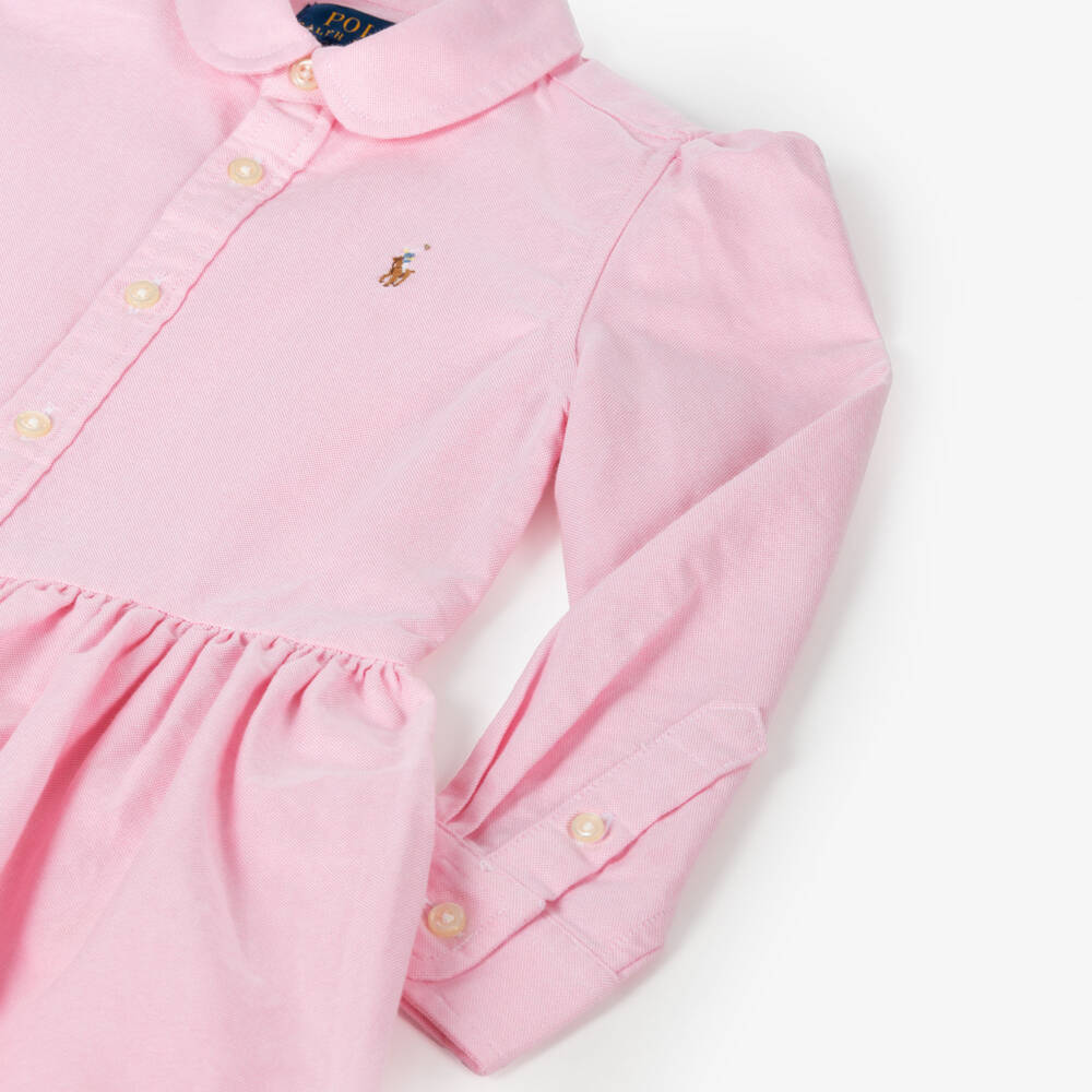 Ralph Lauren-Girls Pink Oxford Cotton Dress | Childrensalon Outlet