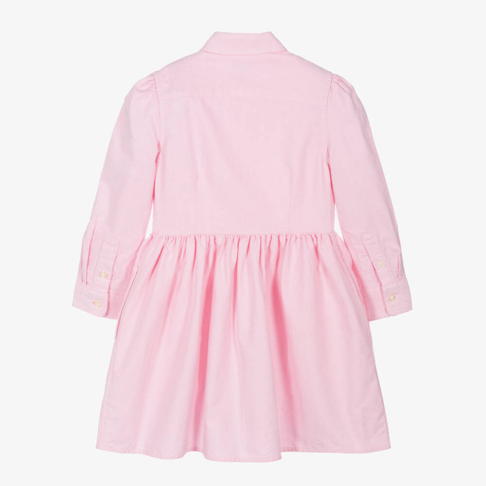 Ralph Lauren-Girls Pink Oxford Cotton Dress | Childrensalon Outlet