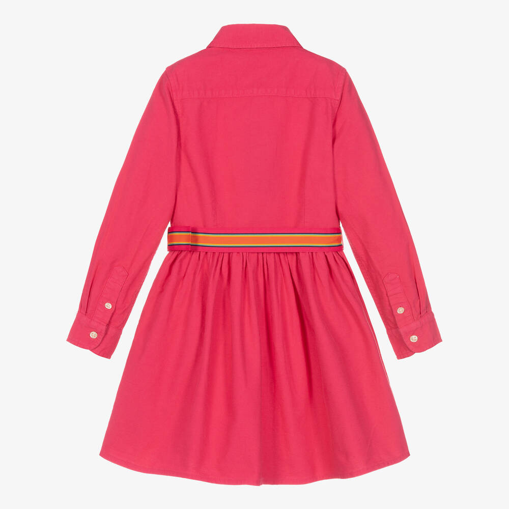Ralph Lauren Girls Pink Oxford Cotton Shirt Dress Childrensalon Outlet