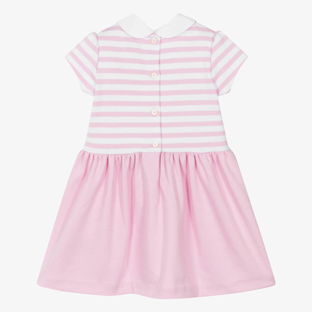 Ralph Lauren-Girls Pink Pinstripe Cotton Frock | Childrensalon Outlet