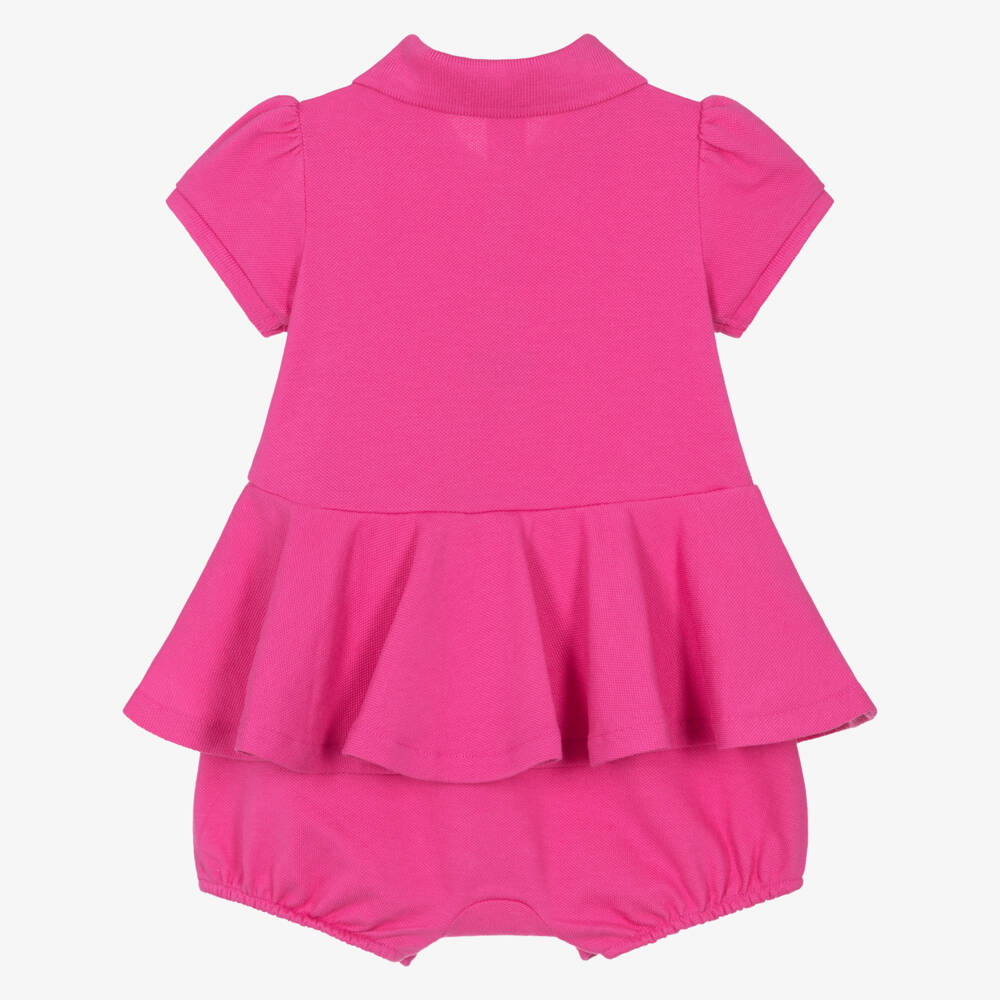 Ralph Lauren-Girls' Pink Piqué Peplum Shortie | Childrensalon Outlet