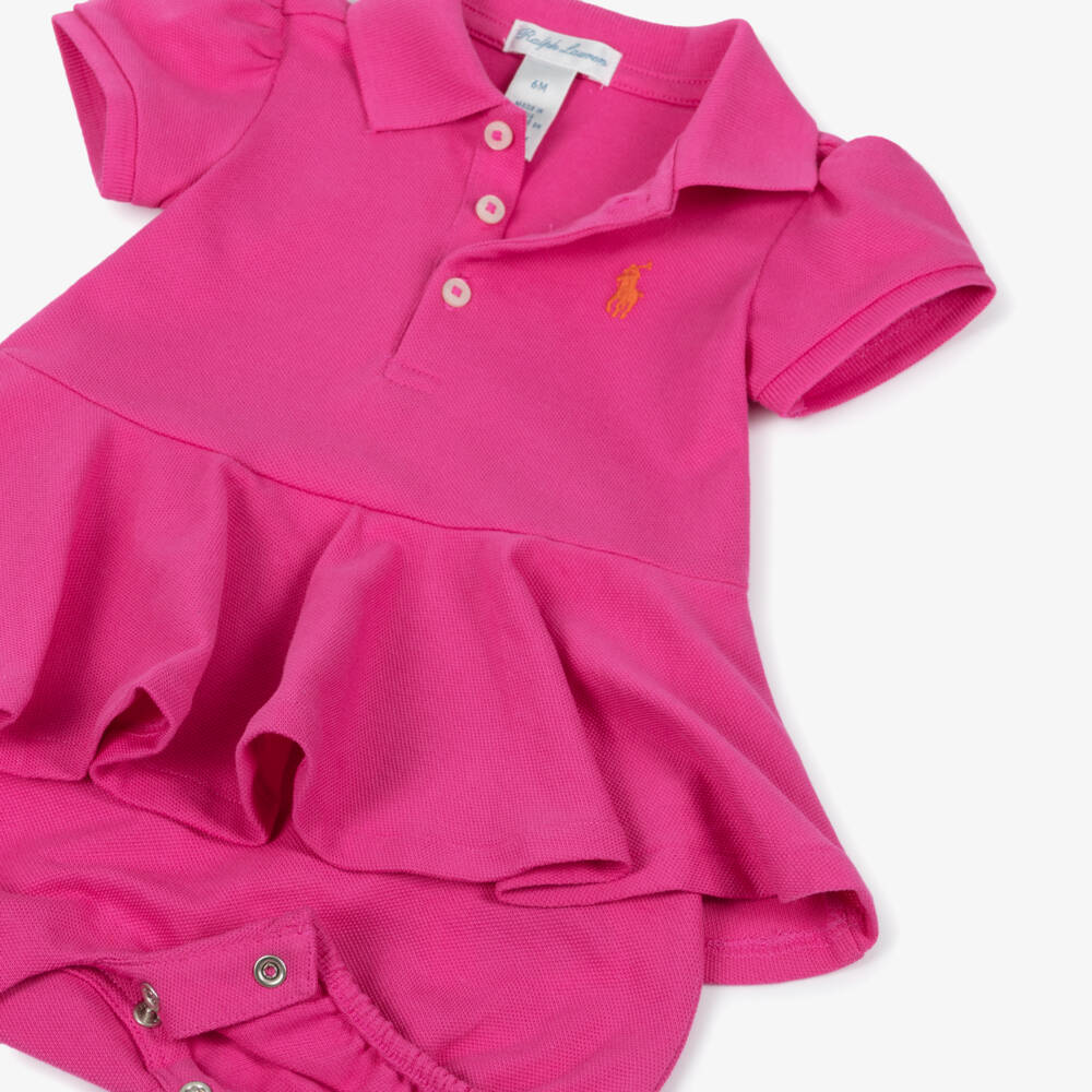 Ralph Lauren-Girls' Pink Piqué Peplum Shortie | Childrensalon Outlet