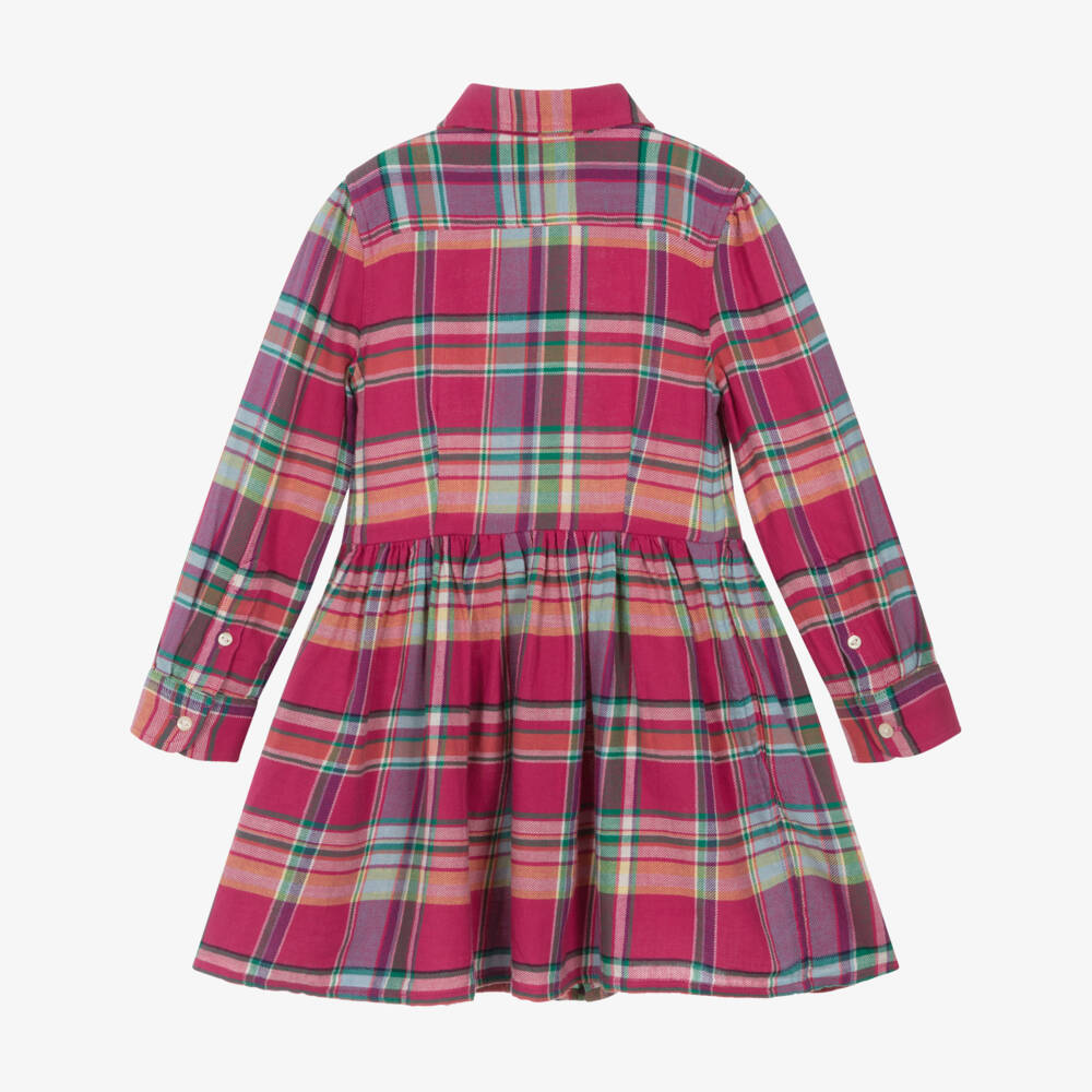 Ralph Lauren-Girls Pink Plaid Cotton Shirt Dress | Childrensalon Outlet