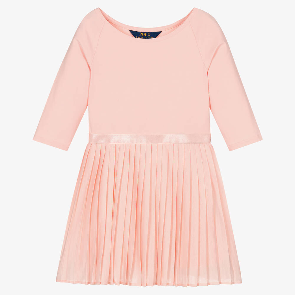 Polo Ralph Lauren - Розовое платье с плиссированной юбкой | Childrensalon