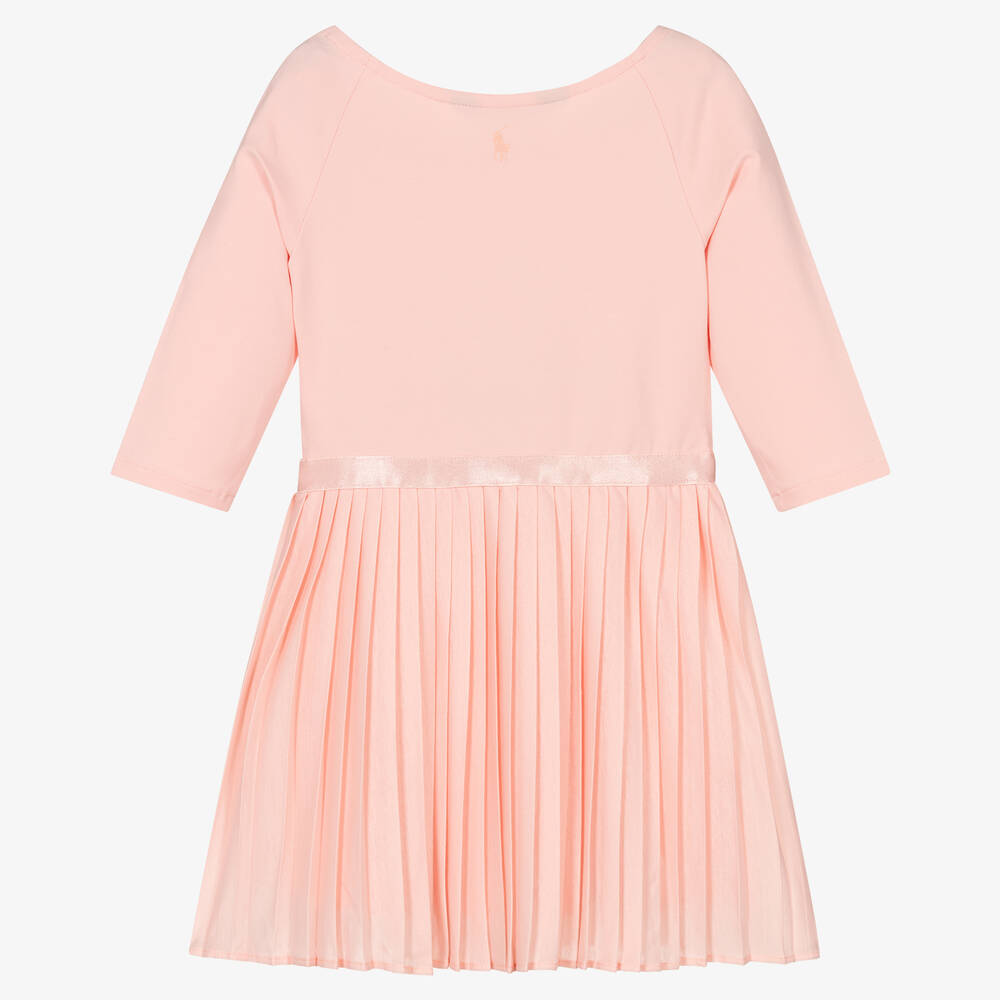 Polo Ralph Lauren-فستان قطن جيرسي بكسرات لون زهري | Childrensalon Outlet