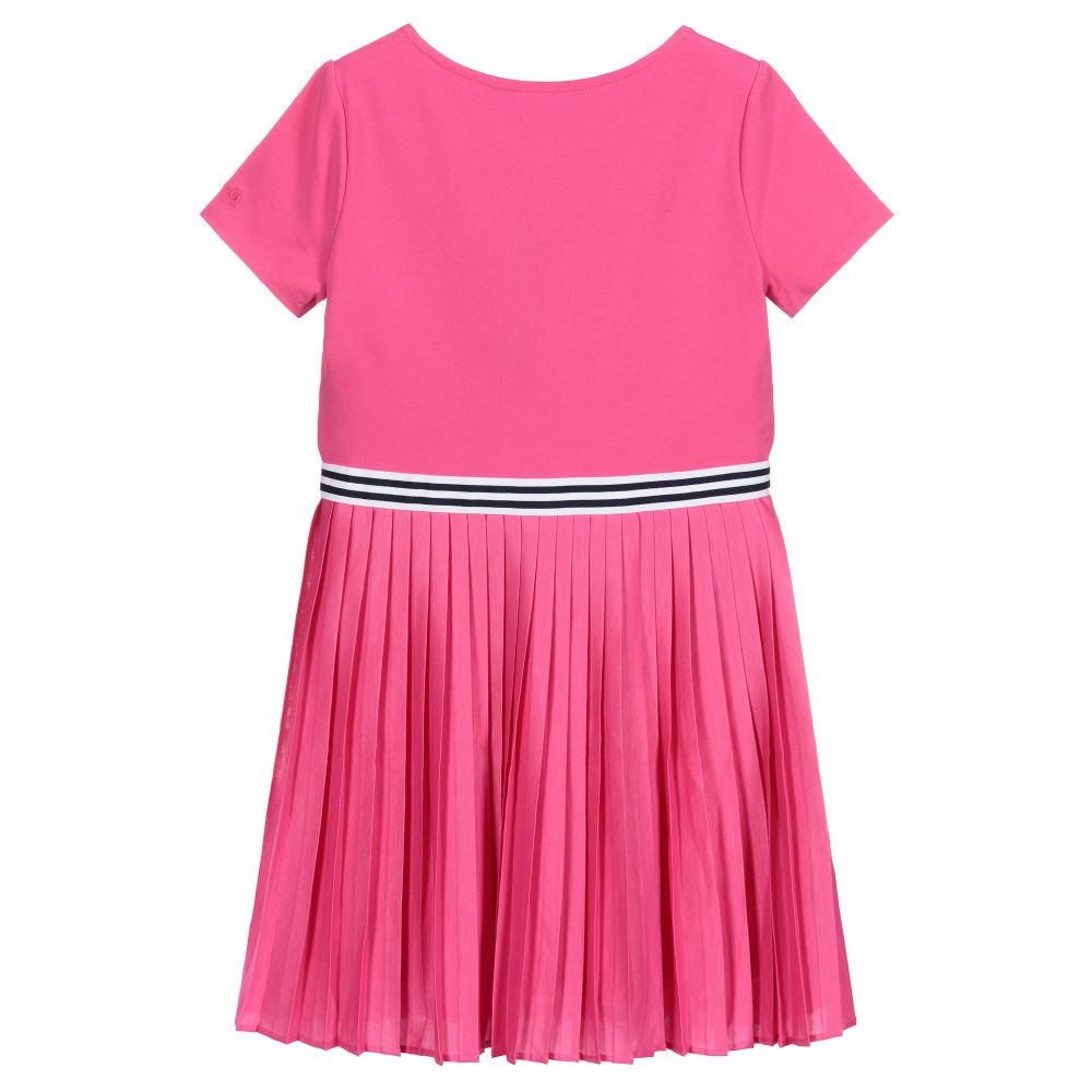 Polo Ralph Lauren-فستان قطن و جيرسي لون زهري، أبيض و كحلي | Childrensalon Outlet