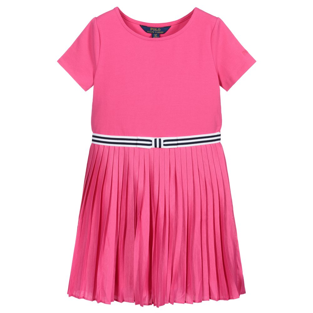 Polo Ralph Lauren - Girls Pink Pleated Dress | Childrensalon