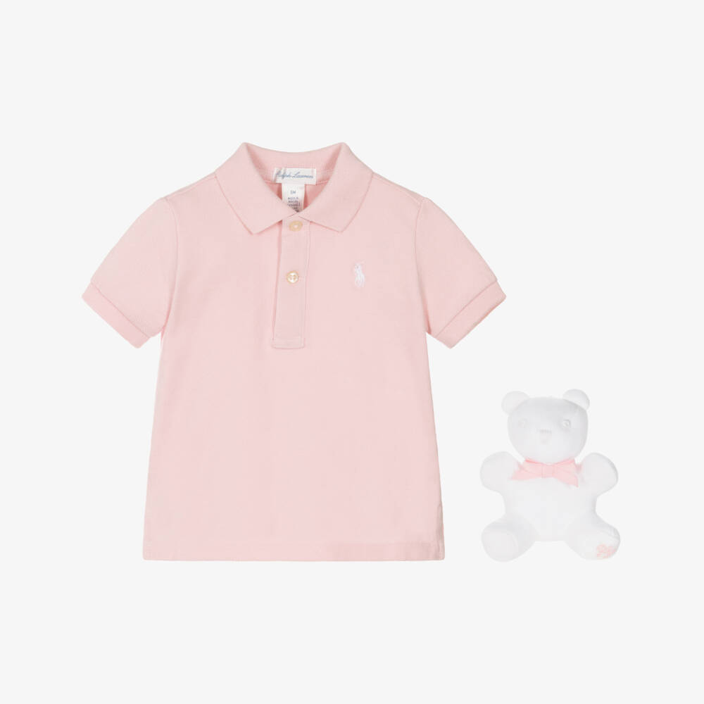 Ralph Lauren-Girls Pink Polo Shirt Gift Set | Childrensalon Outlet