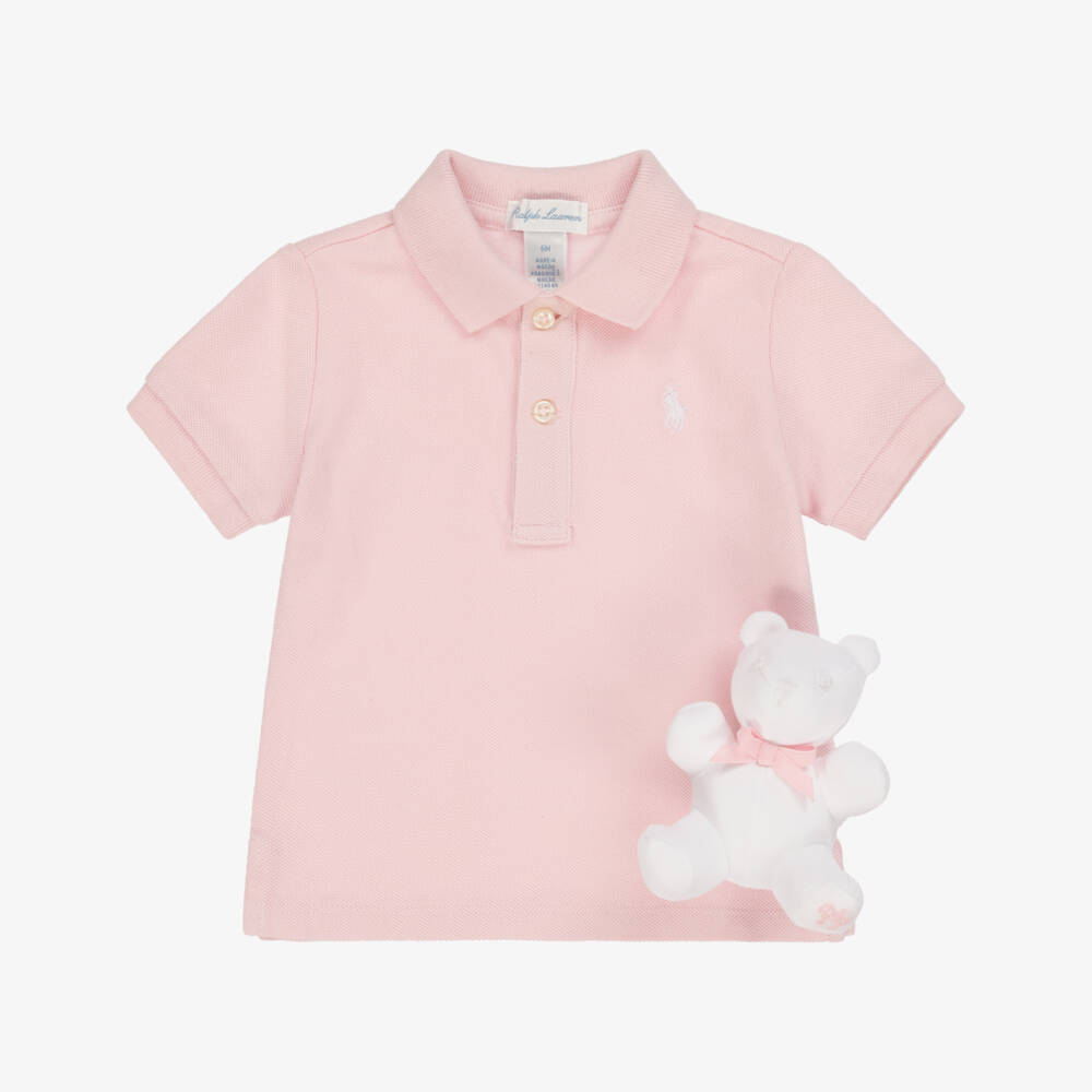 Ralph Lauren-Girls Pink Polo Shirt Gift Set | Childrensalon Outlet