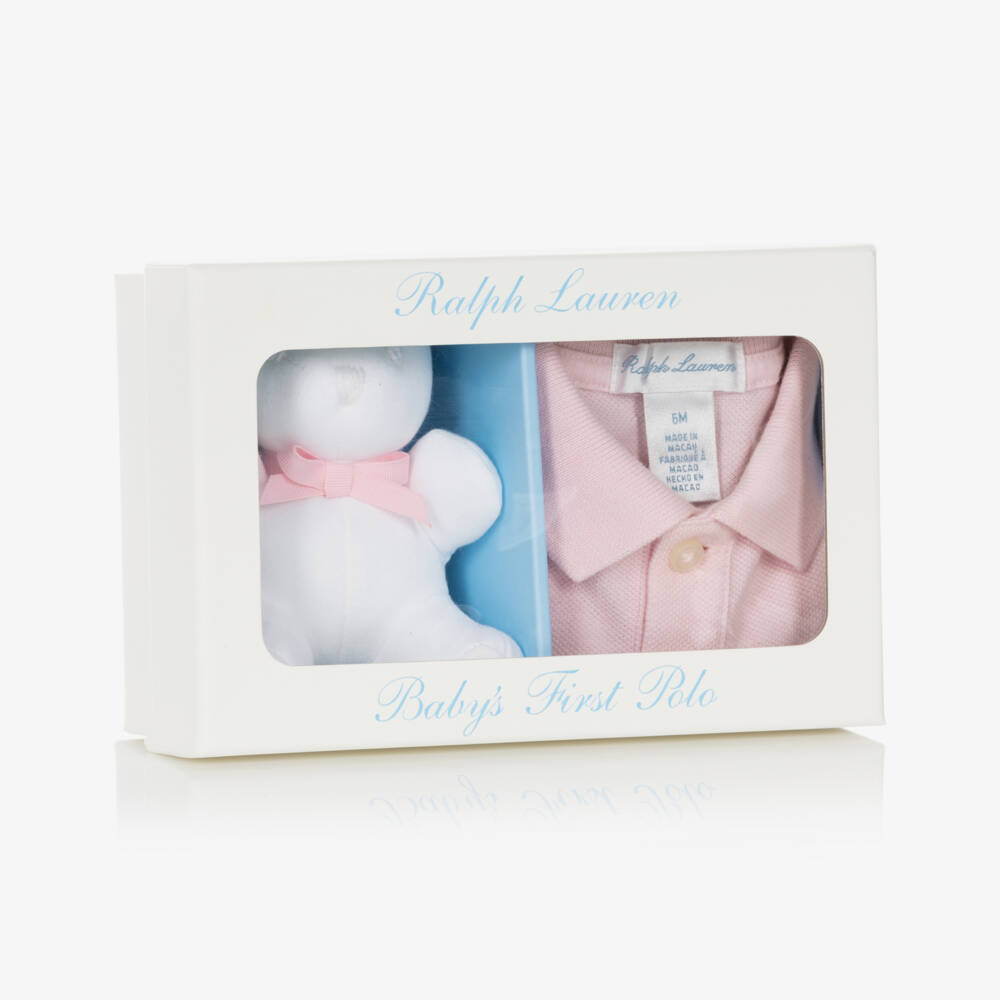 Ralph Lauren-Girls Pink Polo Shirt Gift Set | Childrensalon Outlet