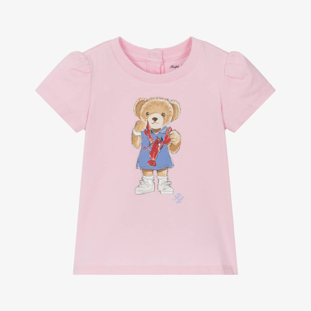 Ralph Lauren-Girls' Pink Polo Teddy Tee | Childrensalon Outlet