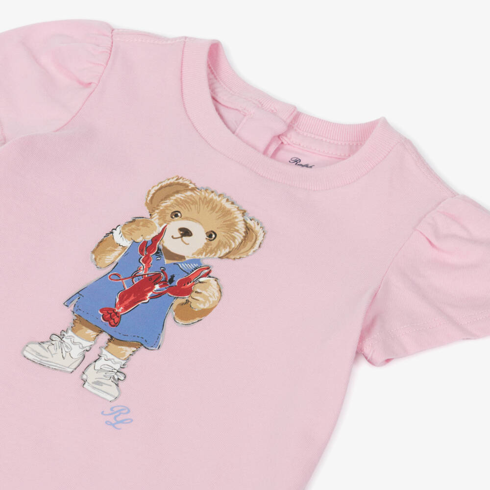 Ralph Lauren-Girls' Pink Polo Teddy Tee | Childrensalon Outlet